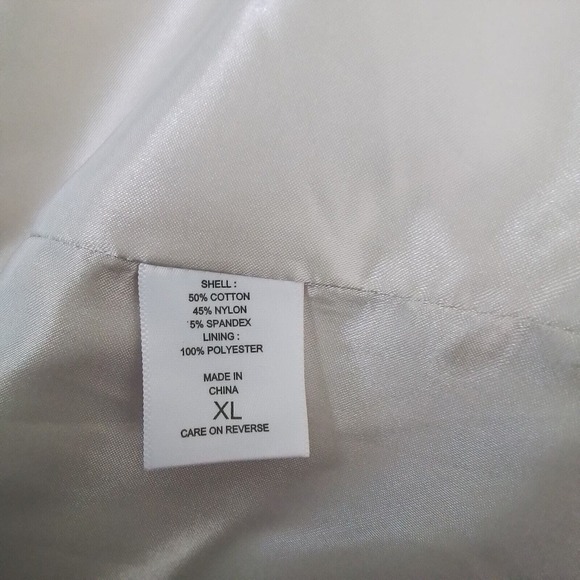 New York & Company Beige Ruffle Notch Collar 4 Button Belted Trench Coat XL - Picture 12 of 16